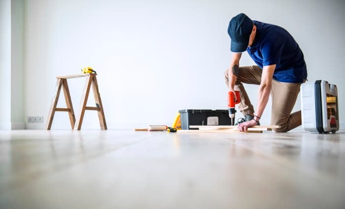 Man completing home project