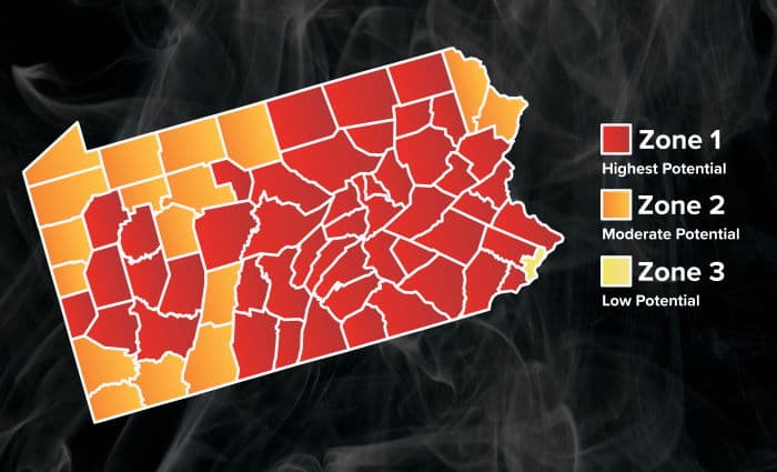 Radon Map of Pennsylvania